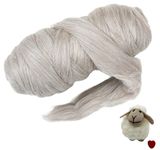 100% Natural Bulk 1lb Wool roving Best Highland Wool for Spinning, arm Knitting, Felting, Chunky yarn Blankets and Tapestry. Natural Colors, un-Dyed.Gray