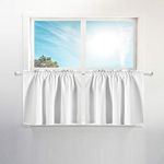 Waffle Weave Half Window Camper Curtains for Travel Trailers: RV Curtains for Camper Windows, Waterproof and Washable - White, W36 inch x L24 inch for Each Panel, Set of 2