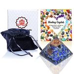 Healing Crystals Lapis Lazuli Crystal Pyramid – Orgone Pyramid for Positive Energy, Chakra Healing, Meditation, Yoga – Natural Orgonite Pyramid with Copper Wire and Metal (Lapis Lazuli, 65MM-75MM)