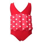 FYMNSI Kids Float Swimsuit, Baby Boys Girls One Piece Floating Swimwear with 16 Removable Buoyancy Sticks Toddler Learn to Swim Training Aid Vest Bathing Suit Swimming Costume Red 5-6 Years