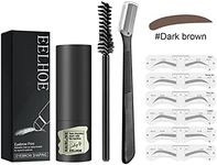 Eyebrow Stencil Stamp Shaping Kit, One Step Eyebrow Powder Makeup with 6 Reusable Stencils 1 Trimmer 1 Pencil Brush 1 Color Stick, Create Natural Look for Women Girl Beginner Friendly (Dark Brown)