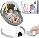 JFOVMCYG Electric Baby Swing for Infants, with Bluetooth Remote Control Timing Function and 10 Music 5 Swing Speeds 3 Seat Positions Baby Bouncer for Boy Girl Indoor & Outdoor Use (Gray)