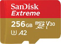 SanDisk 256GB Extreme microSDXC card +SD adapter, microSD card for smartphones, action cameras, drones, V30, up to 190 MB/s, SanDisk QuickFlow Technology, RescuePro Deluxe, UHS-I, 4k, V30, A2, C10, U3