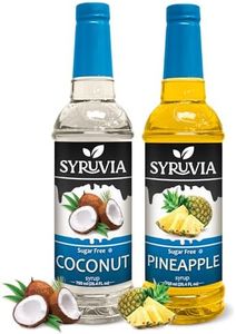 Syruvia Sugar-Free Pineapple & Coconut Syrup Variety Pack For Piña Colada Sugar-Free - 25.4oz - Perfect for Cocktails, Desserts, Italian Soda and More, Kosher and Gluten-Free.