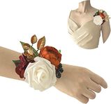 Lookein Set of 6 Bridesmaid Corsage for Wedding Flowers Shoulder Corsages Bridesmaid Wedding Gift Corsage Wristlet for Prom for Wedding Ceremony, Terracotta