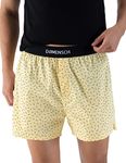 DAMENSCH Men's Regular Fit Cotton Breeze Ultra-Light Printed Pack of 1 Inner Boxer | 100% Cotton Fabric Underwear for Men, Moisture Wicking Mens Underwear-Yellow-M