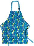 Jennice House Children Chef Aprons, Pure Cotton Kids Aprons with Adjustable Neck Strap and Pocket Baby Aprons for Boys and Girls Cooking Baking Painting Aprons in 2 Sizes (Blue, L)