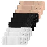 Bantoye 9 Pcs Bra Extender Elastic Lingerie Extenders 2-Hooks 2 Rows Extension Strap in Three (Black, White and Apricot)