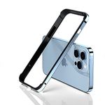 [YMXPY] iPhone13ProMax Aluminum Bumper Case, Metal + Silicone Frame, Double Layer Construction, Lens Protection, Lightweight, Strap Hole, Shock Resistant, iPhone Bumper (iPhone13ProMax, Sierra Blue)