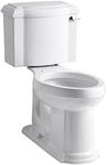 KOHLER K-3837-RA-0 Devonshire Comfort Height Two-Piece Elongated 1.28 Gpf Toilet with Aquapiston Flush Technology and Right-Hand Trip Lever, White