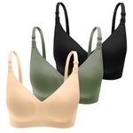 Angelhood Nursing Bras for Breastfeeding Support Maternity Bras Seamless Pregnancy Bralette for Women with Extender 3 Pack