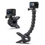 Sametop Jaws Flex Clamp Mount with Adjustable Gooseneck Compatible with GoPro Hero 13, 12, 11, 10, 9, 8, 7, 6, 5, 4, Session, 3+, 3, 2, 1, Hero (2018), Fusion, Max, DJI Osmo Action Cameras