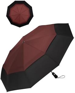 Chakipee Automatic Pocket Umbrella for Men and Women - Compact Travel Umbrella Large Storm Proof 9 Ribs Umbrella Red Double Ventilated Canopy 210T Fabric 102 cm Span