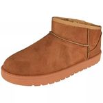 Ladies Ankle Winter Hug Boots Womens Slip On Faux Fur Warm Low Lined Shoes Size Camel 6