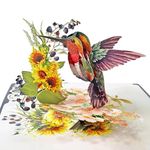 CUTPOPUP Hummingbird with Sunflower Card - Birthday Cards for Women, Mothers Day Cards Pop Up, Flowers 3D Greeting Card for Wife Daughter Her Girl Sister Mum (Hummingbird Sunflower) US8-AN144UK