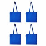 VantageKart Unisex-Adult Blue Cotton Plain Canvas Tote Shopping Bags with Extra Strong 13" Handle,Hold 35 Lbs Heavy Duty,Washable,Eco Friendly Biodegradable Canvas Multipurpose Grocery Bag-Set of 4