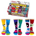 United Oddsocks- Stress Heads - Box of 6 Colourful Mix & Match Socks for Men,UK 6-11 | EUR 39-46 | US 7-12. Fun and Quirky Birthday,Christmas,Father's Day Gift for Men