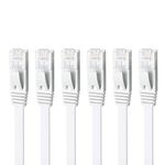 Yauhody CAT 6 Ethernet Patch Cable 1.5m 6-Pack White, High Speed CAT6 Gigabit Internet Network LAN Patch Leads, Bare Copper Snagless RJ45 Connector for Modem, Router, Computer(1.5m 6Pack White)