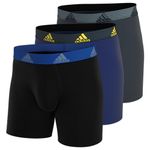 adidas Men's Performance Boxer Brief Underwear (3-Pack), Black/Team Royal Blue/Impact Yellow, Large