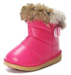 KVbabby Kids Winter Warm Snow Boots Girl's Fur Lined Boots Toddler PU Leather waterproof Boot