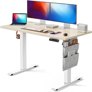 Marsail Standing Desk Adjustable Height, Electric Standing Desk with Starage Bag, Stand up Desk for Home Office Computer Desk Memory Preset with Headphone Hook, Beige,120 x 60 cm