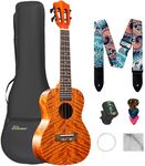 Ulumac Concert Ukulele, KOA Acacia Wood 23 inch Adults kids Professional Ukelele for Beginners, Hawaiian Ukele Kit with Replacing Strings, Tuner, Gig Bag, Strap, Guitar Pick, Cloth, Classic Style