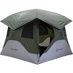 Gazelle Tents™ T4 Hub Tent, Easy 90 Second Set-Up, Waterproof, UV Resistant, Removable Floor, Ample Storage Options, 4-Person, Alpine Green, 78" x 94" x 94", GT400GR
