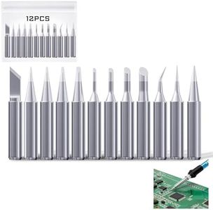 12PCS 900M Soldering Tips for HAKKO 936,937,907 series and TENMA, ATTEN, Quick, Aoyue, Yihua Soldering Iron Tips Replacement Solder Tips for Welding Equipment