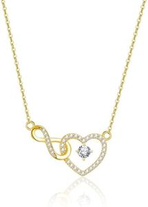 Cosie Lily Cadeau Femme Collier Femme Or Infini Collier Coeur avec Zircon Cubique,Bijoux Femme Noël Saint Valentin Cadeau Fete des Meres Cadeau Anniversaire Femme