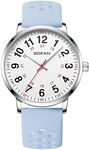 BOFAN Nurse Watch for Nurse,Medical Professionals,Students,Doctors with Easy to Read Dial,Second Hand and 24 Hour,Soft Breathable Light Blue Silicone Band,Water Resistant