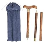 Foldable walking stick, professional folding walking stick made of ebony wood with T-handle for the mobility of older people