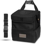 Creathing Car Trash Can with Lid, Detachable Lining | Console, Floor, Seat Hanging Car Garbage Bin and Storage Bag, Truck and Car Accessories (2 Gal, Black)