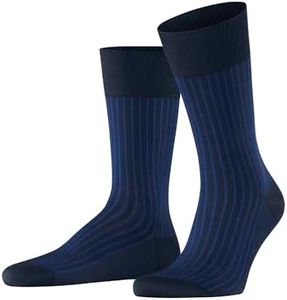 FALKE Men's Oxford Stripe Dress Socks, Blue (Space Blue 6116), 11-12, 1 Pair