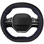 Mayco Bell Microfiber Leather Car Steering Wheel Cover Fit for Peugeot 3008 4008 5008 2016-2019 508 208 2019 e-208 (Black Blue Line)