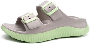 KuaiLu Womens Recovery Sandals Comfortable Plantar Fasciitis Arch Support Ladies Orthopedic Sport Slides Open Toe Slip On Thick Athletic Cushion Slippers Summer Pool Beach Sandles Grey Green Size 8