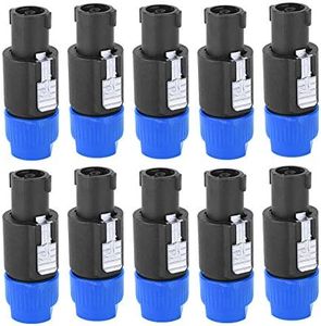 Alvinlite 10pcs Audio Speaker Connector, Waterproof 10Pcs 4 Pin Speakon Plug Cable Connector Locking Design Easy Operation for 6~15mm Cables C-NL4FC(one Size-Blue)