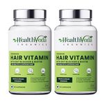 HEALTH VEDA ORGANICS PRIVATE LIMITED Advance Hair Vitamin with DHT Blocker & Biotin | For Better Hair Growth & Hair Fall Control | Stimulates Hair follicles|For Men & Women-120 Veg Capsules,Pack of 2