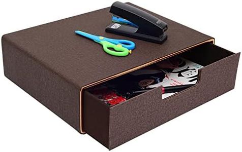 XNONE Stackable Drawer Organizer PU Leather Classic Handmade,Organize Home Office Desk Accessories and Sort Letter-Size Paper/a4 Document,Desk Caddy with Drawers Storage Box,Coffee