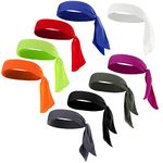 ONEYE 9 Pieces Unisex Tie Headbands Tie Back Bandanas Sport Head Tie Solid Hair Band Athletic Sweatbands for Tennis Ninja Karate Running Basketball Yoga Cycling