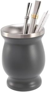 Teppich Double-Wall Stainless Yerba Mate Gourd Tea Cup Set Coffee Water Cup with 1 BombillaStraws Spoon&Clean Brush 8Oz Black