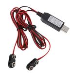 USB to Dual 9V Battery Eliminator USB Power Supply Cable Replace 9-Volt Battery for Christmas LED Light Flashlight Clock