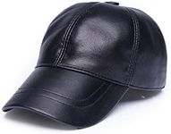 Mumcu's Leather Baseball Cap Sheepskin Adjustable Classic Referee Snapback Dad Hat (Classic Black)