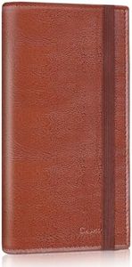 CASMONAL Checkbook Covers for Personal Checkbook Holder RFID Blocking Premium Leather Checkbook Cover for Duplicate Checks