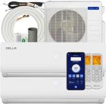 DELLA 27K BTU ODU 2 Zone 12000 12000 BTU Wifi Mini Split AC Heat Pump Work with Alexa, 19 SEER 208-230V Cools Up to 1100 Sq.Ft Energy Saving Multi Zone Ductless Pre-Charged 16ft Installation Kits