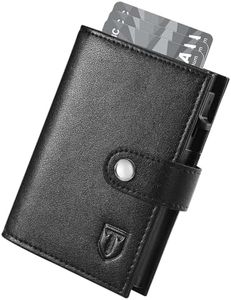 TENBST Portafoglio Uomo Slim | Porta Carte di Credito con Protezione RFID | Portamonete Compatto con Scomparto per Banconote | Portafoglio Uomo Piccolo con Scatola Regalo Elegante | Nero