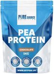 Pure Source Nutrition 100% Vegan Pea Protein Isolate 5KG / 5000g Chocolate Vegetarian Protein Powder Shake in Resealable Pouch by PSN