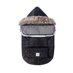 7AM Enfant Le Sac Igloo - Wind and Water Resistant, Stroller and Car Seat Footmuff, Convertible into a Single Panel Cover, Best for Freezing Winter Conditions | Black (0-6M)