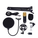 Condenser Microphone Kit, Microphone Kit Computer PC Microphone Set Adjustable Stand, Spider Anti Shock, Anti-Wind Filter for Recording in Studio Radio