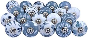 12 Door Knobs Grey & White Hand Painted Ceramic Knob Cabinet Drawer Pull â€¦