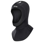 Neoprene Wetsuit Hood Scuba Diving Hood 3MM 5MM for Men Women Youth, Bib Dive Cap Surfing Thermal Hood for Kayaking Snorkeling Swimming Sailing Canoeing Water Sports 5mm Black, L